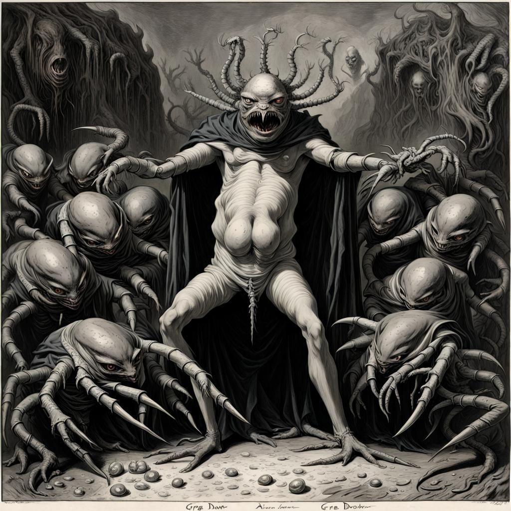 Nightmarish Daemon Fusion in Sinister Horror Style