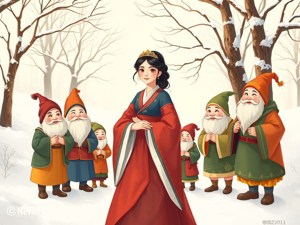 Korean Snow White in a Whimsical Winter Wonderland