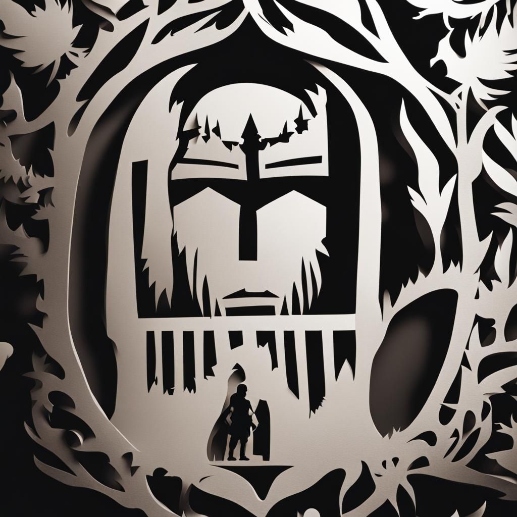 Intricate Papercut Illustration of Macbeth