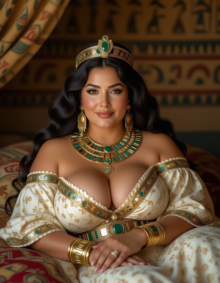 Egyptian Queen in Surreal Bedroom