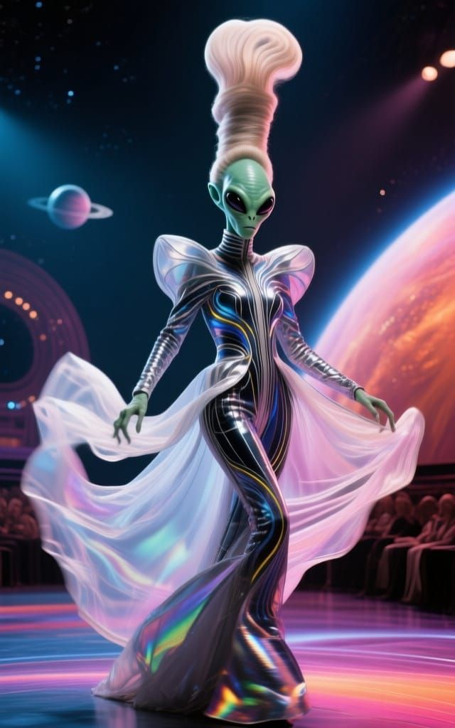 Space-Time Fabric Couture, Flouncing in Colour-Time Shift