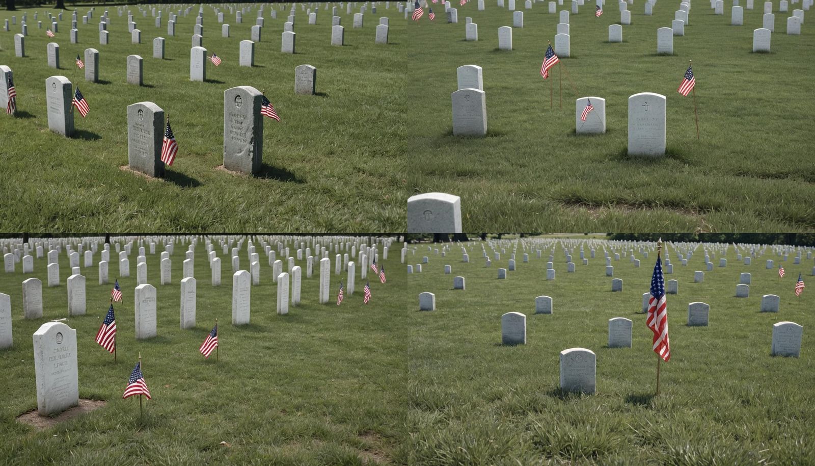 American Flag Over Cemetery as Matte Painting