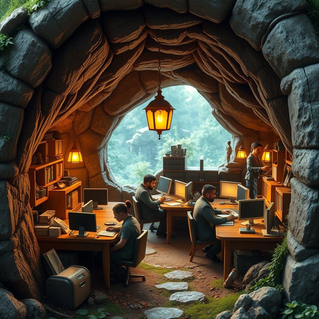 Cozy Hobbit Hole Office with Tiny Accountants