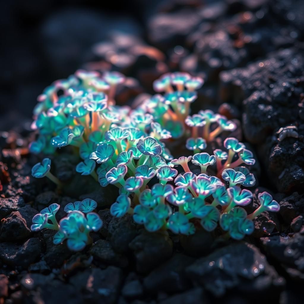 Fluorescent Lithophytes in Blue-Green: Hyperrealistic Landsc...
