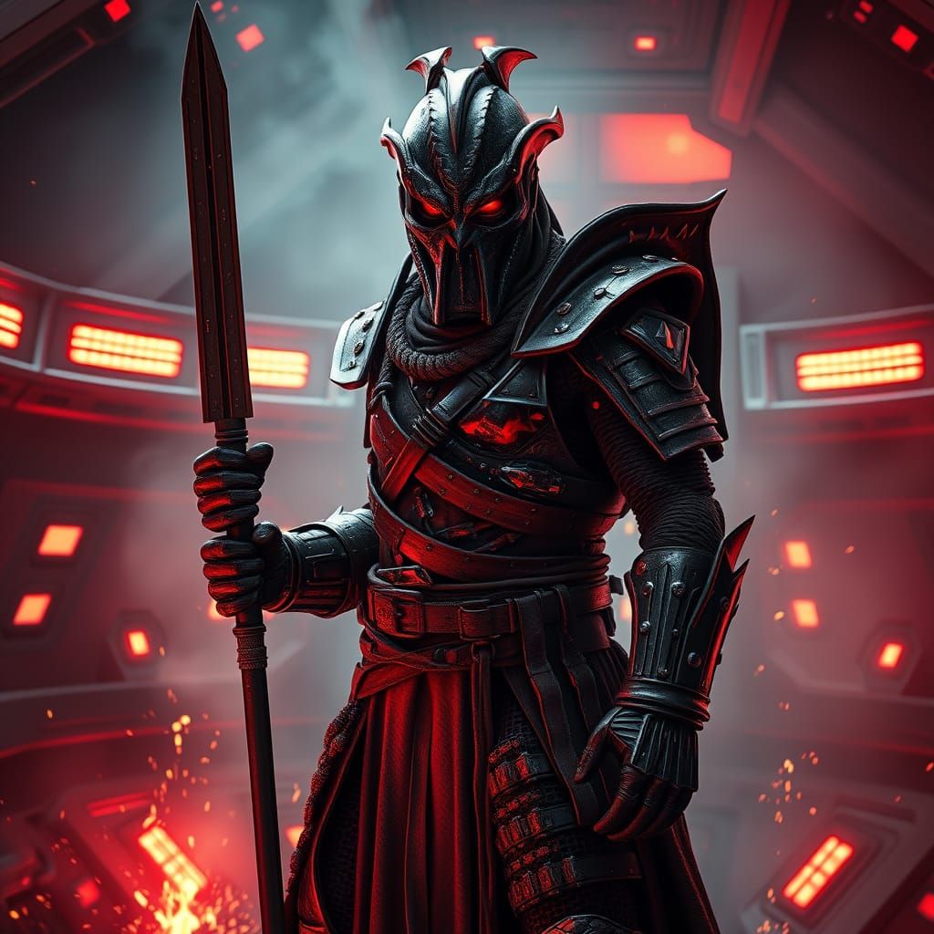 Klingon Warrior on Bird of Prey in Hyperrealistic Style