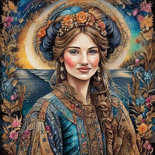 Pyrography Portrait: Beautiful Girl on Wood