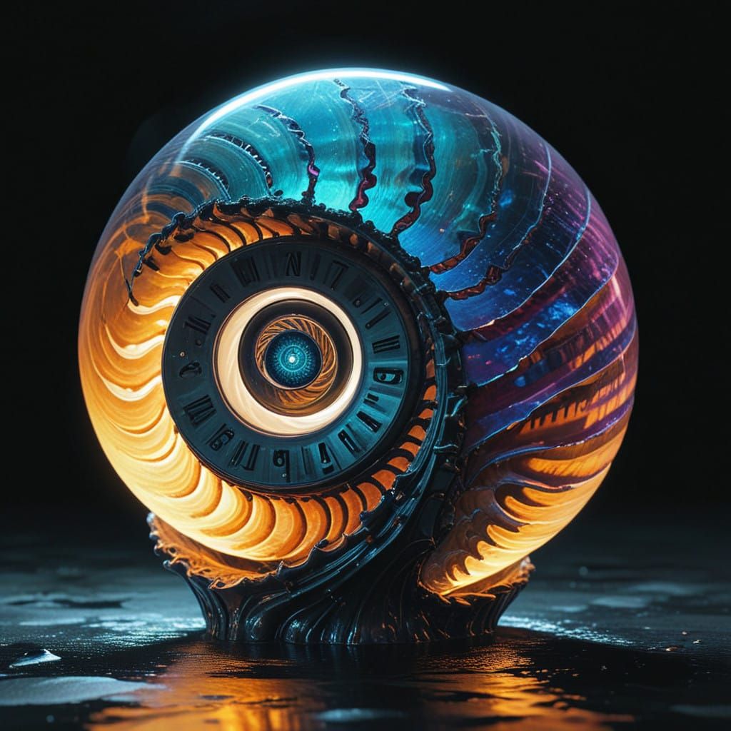 Luminescent Seashell Radiates Ethereal Light in Vibrant, Iri...