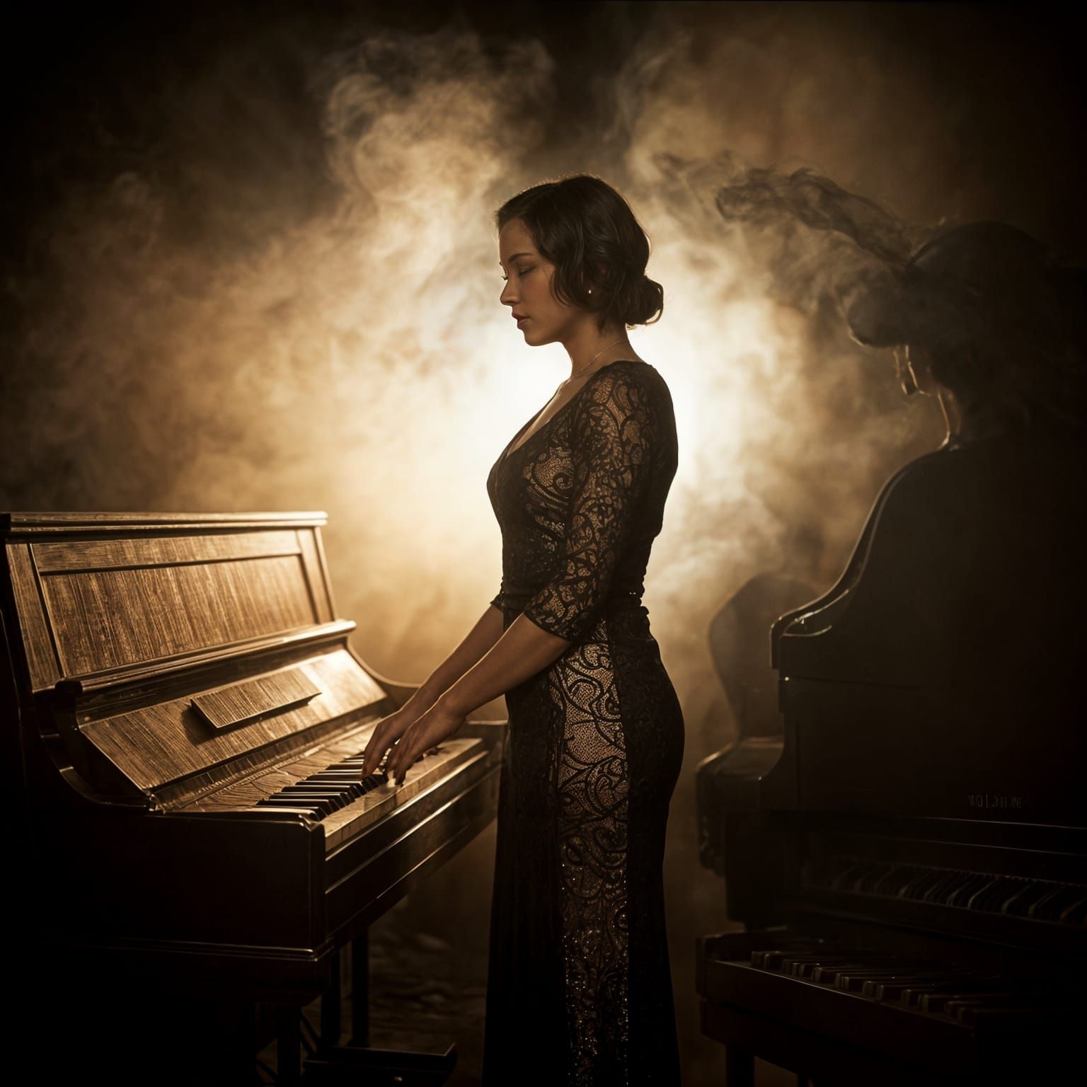 Jazz Singer in Smoky Club: Cinematic Film Still