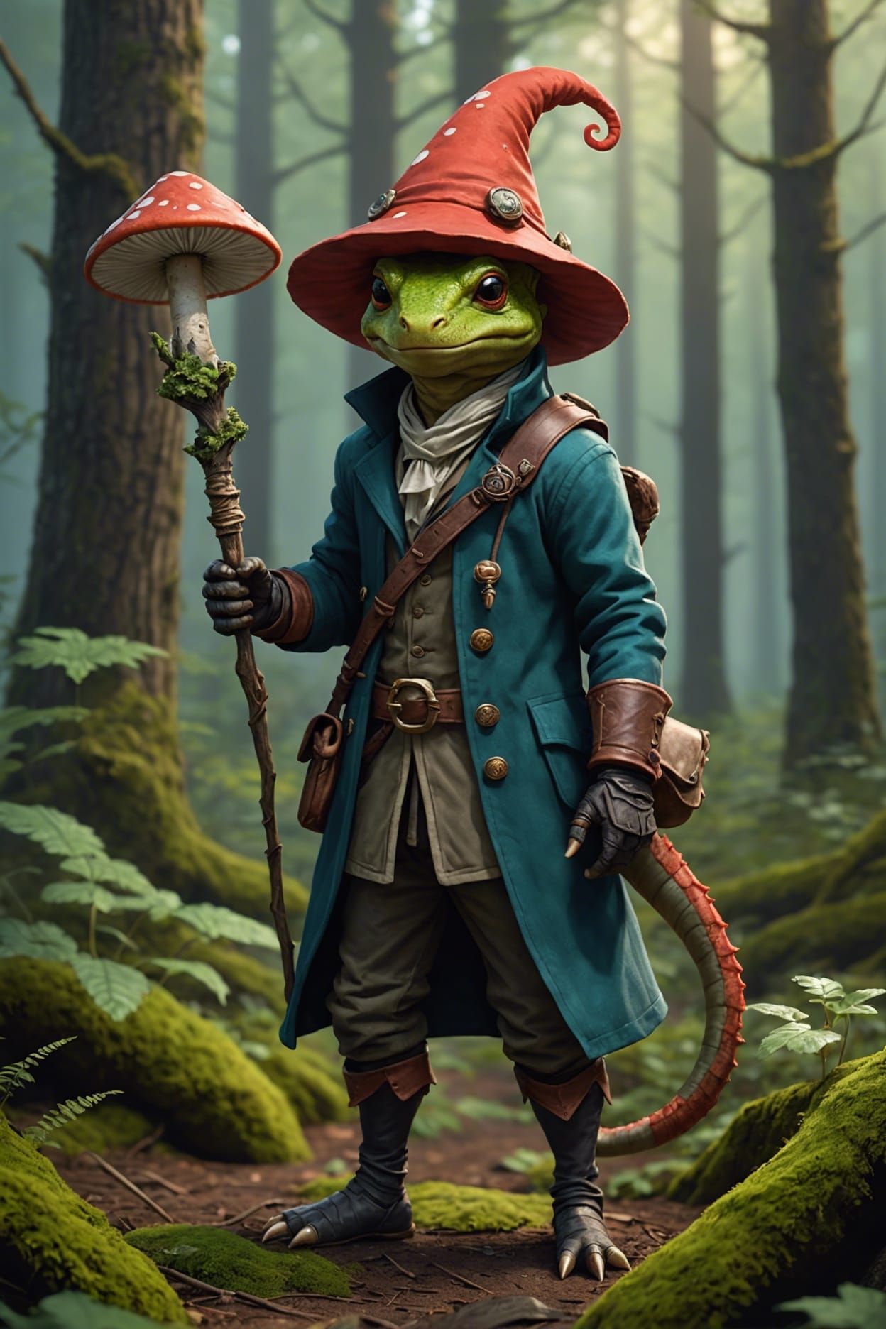 Humanoid Salamander D&D Character in Forest