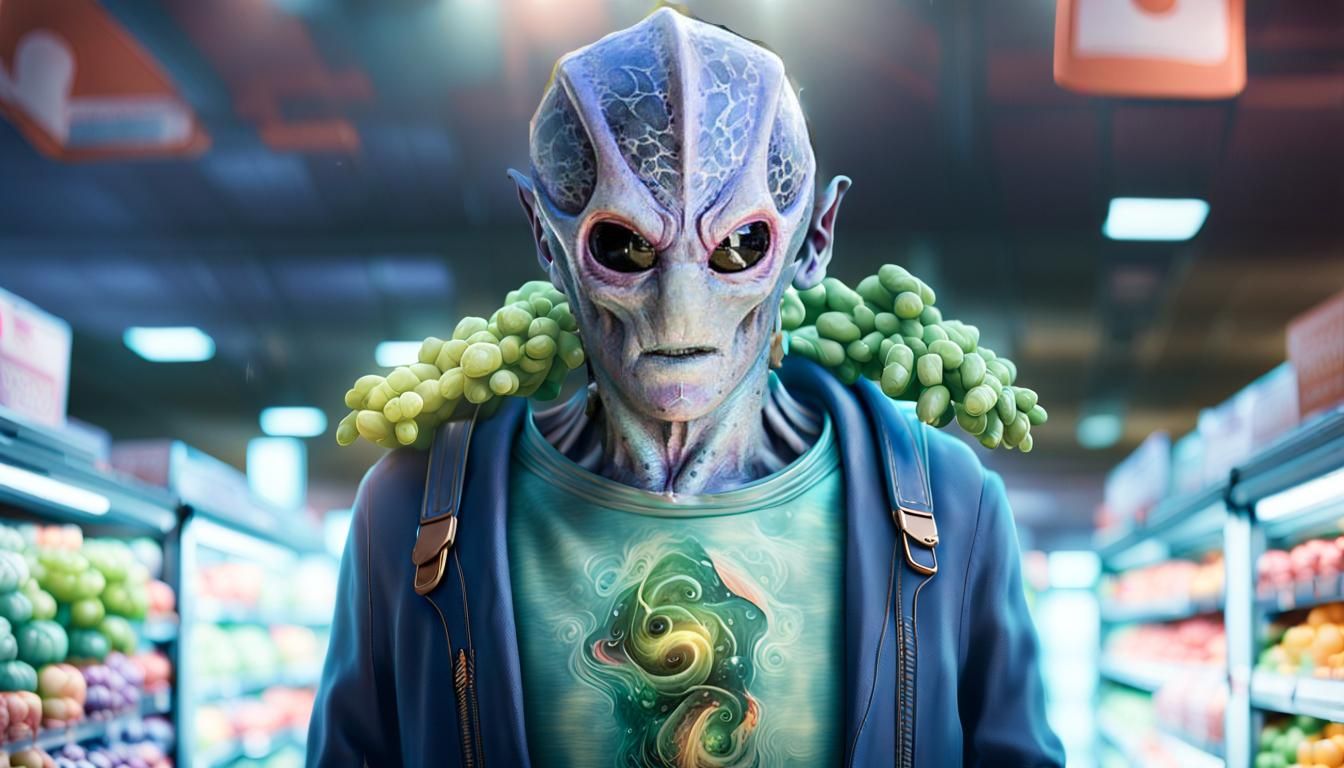 Alien in Supermarket: Epic Digital Matte Painting