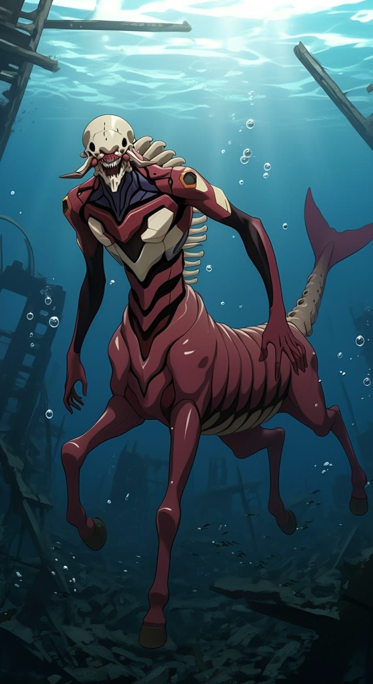 Evangelion-Inspired Centaur Descends Upon Sunken City