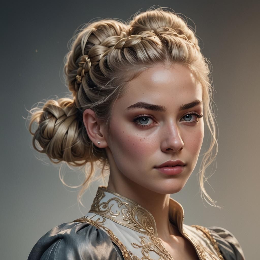 Hyperrealistic Portrait of a Ballerina in Digital Matte Pain...