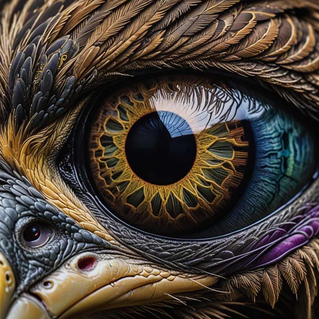 Intricate Macro Image of a Vulture's Eye