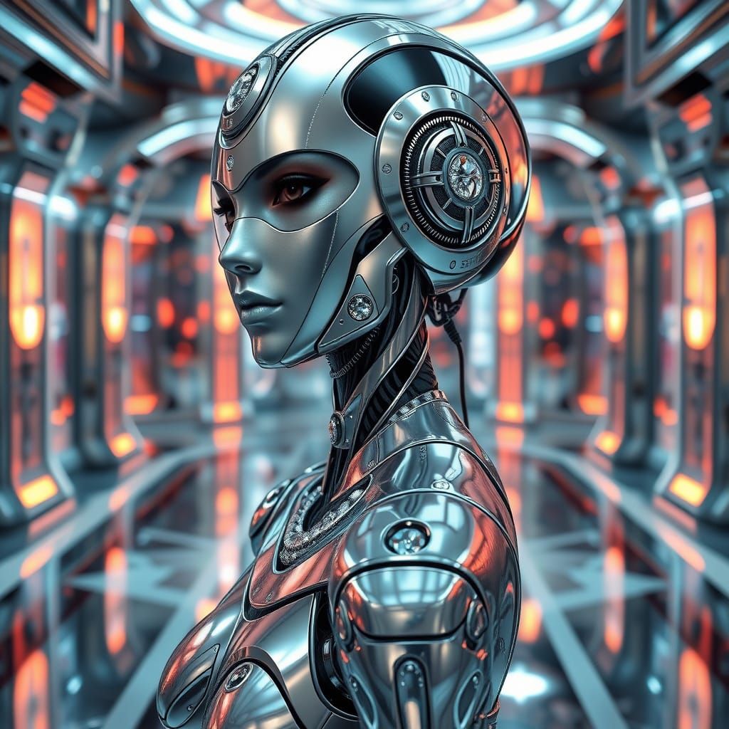 Cyberpunk Princess in a Futuristic Palace