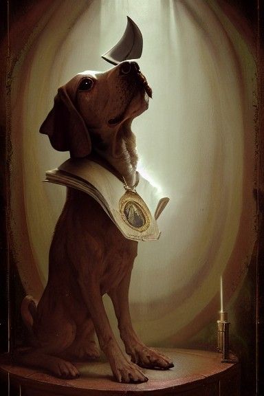 Dog as Priest in Fantasy Art Style
