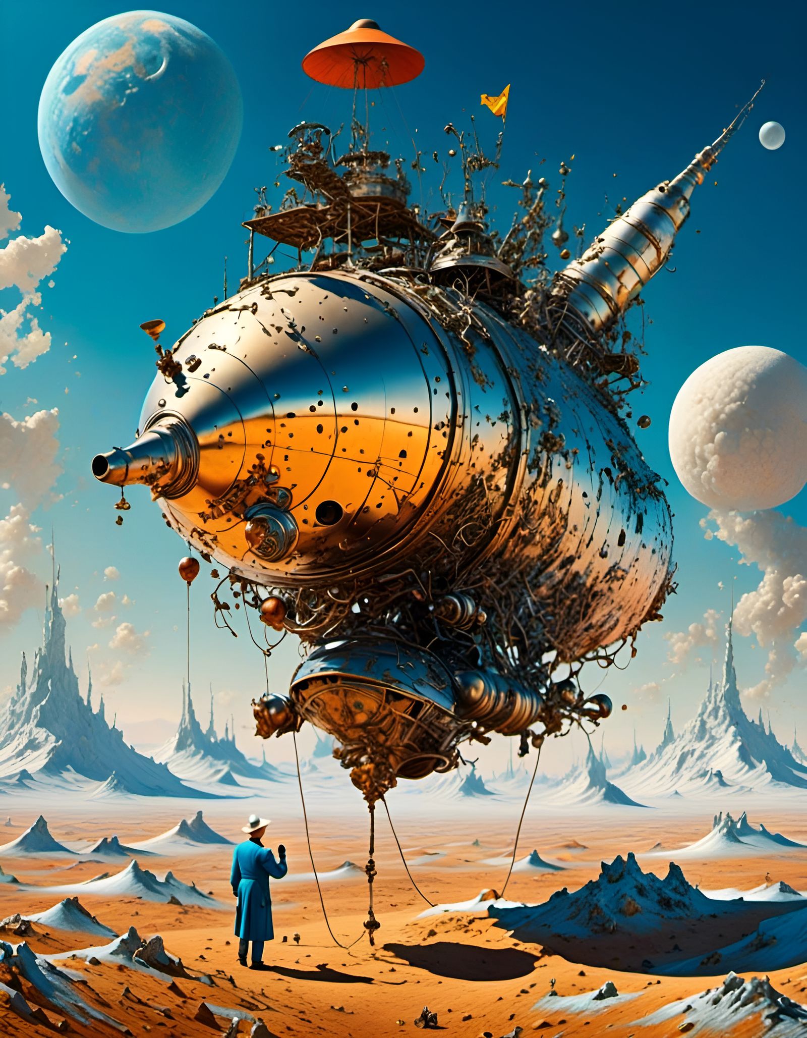 Surreal Cosmonaut Tea Party on the Moon