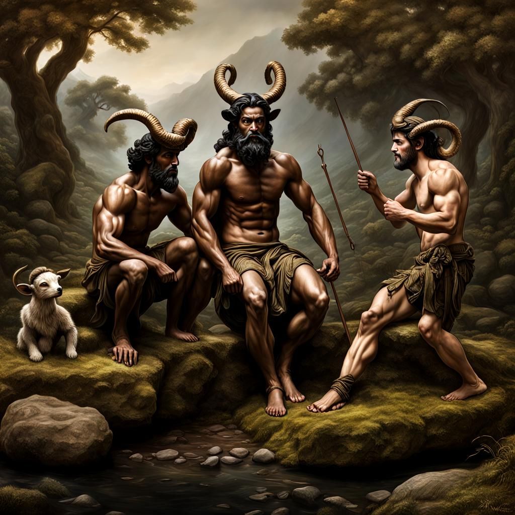 Pan, greek god, faun and satyre, companion of the nymphs