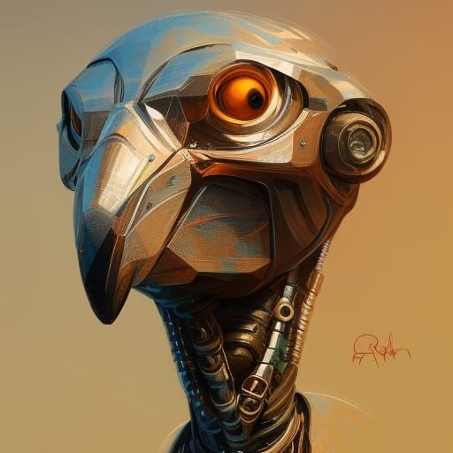 Hyperdetailed Robot Ostrich Portrait in 8K