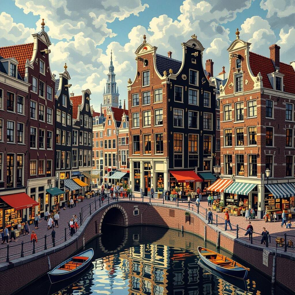 Amsterdam in Impossible Geometry, MC Escher Style