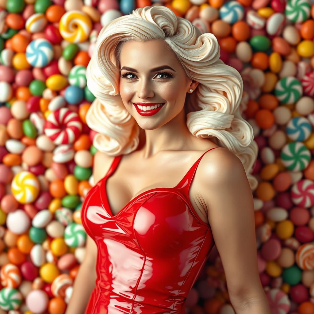 Surreal Hyperrealistic Woman in Latex and Whipped Cream