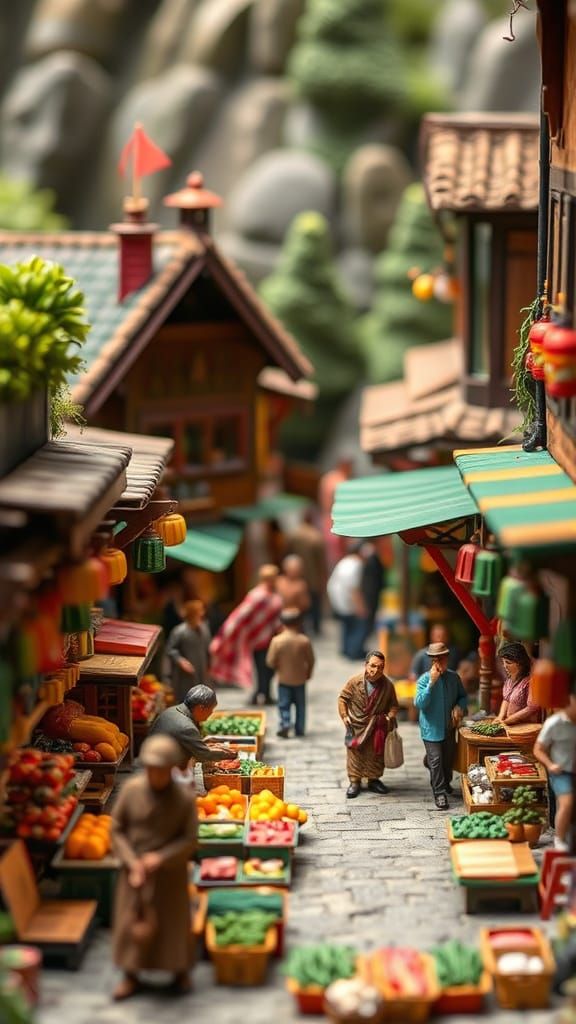 Vibrant Miniature World Market Scene