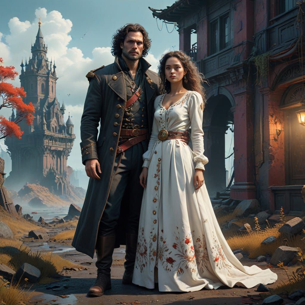 Mysterious Encounter in a Haunting Landscape