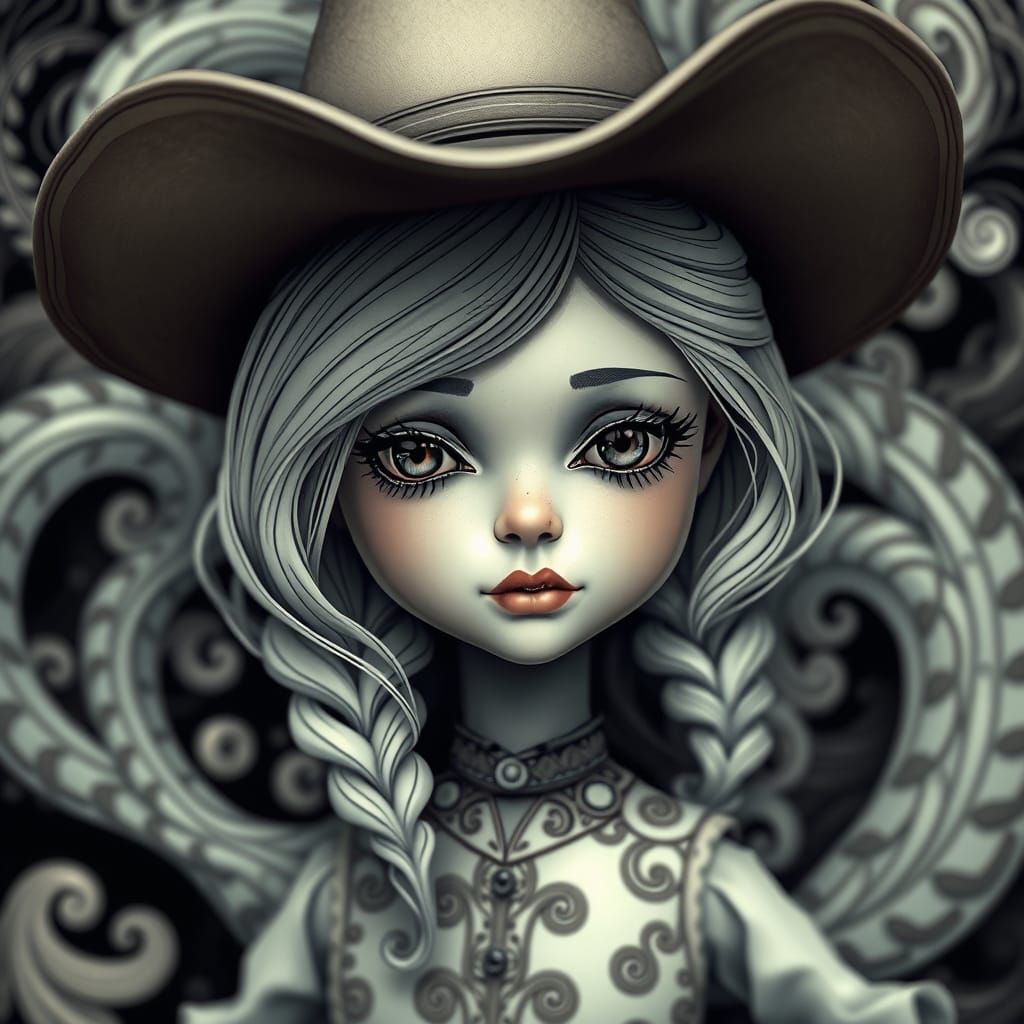 Beautiful cowgirl doll. Sad