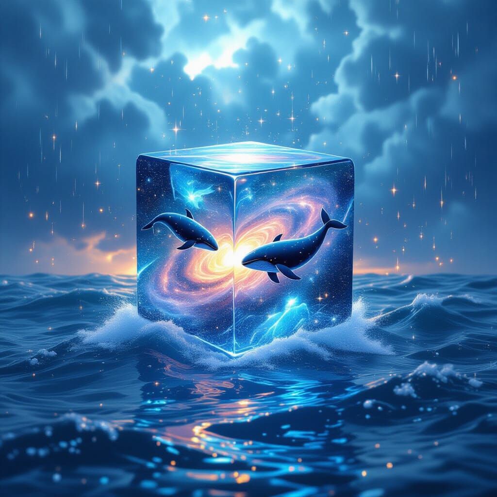 Luminous Universe Contained in Glass Cube