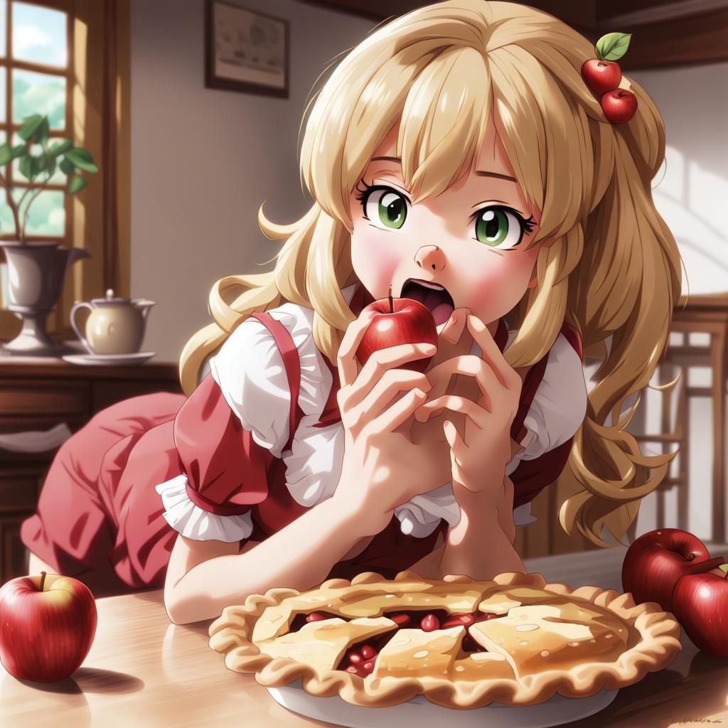 Applejack with Apple Pie in Anime Style