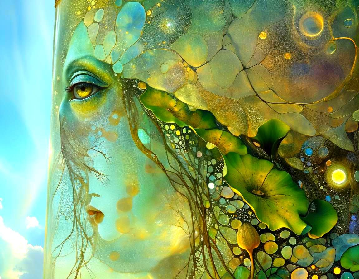 Ethereal Dragon Dancer in Surreal Art Deco Landscape