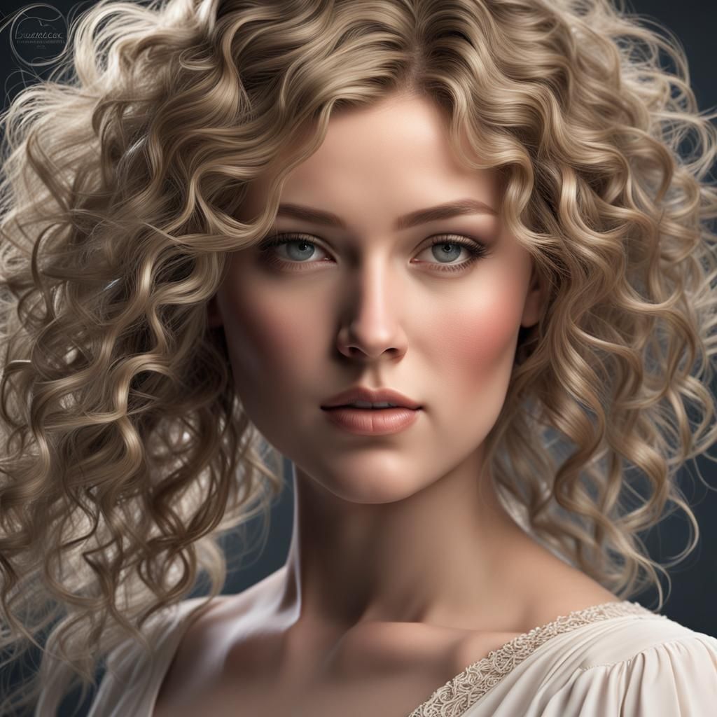 Voluptuous Woman Portrait in Hyperdetailed Digital Art