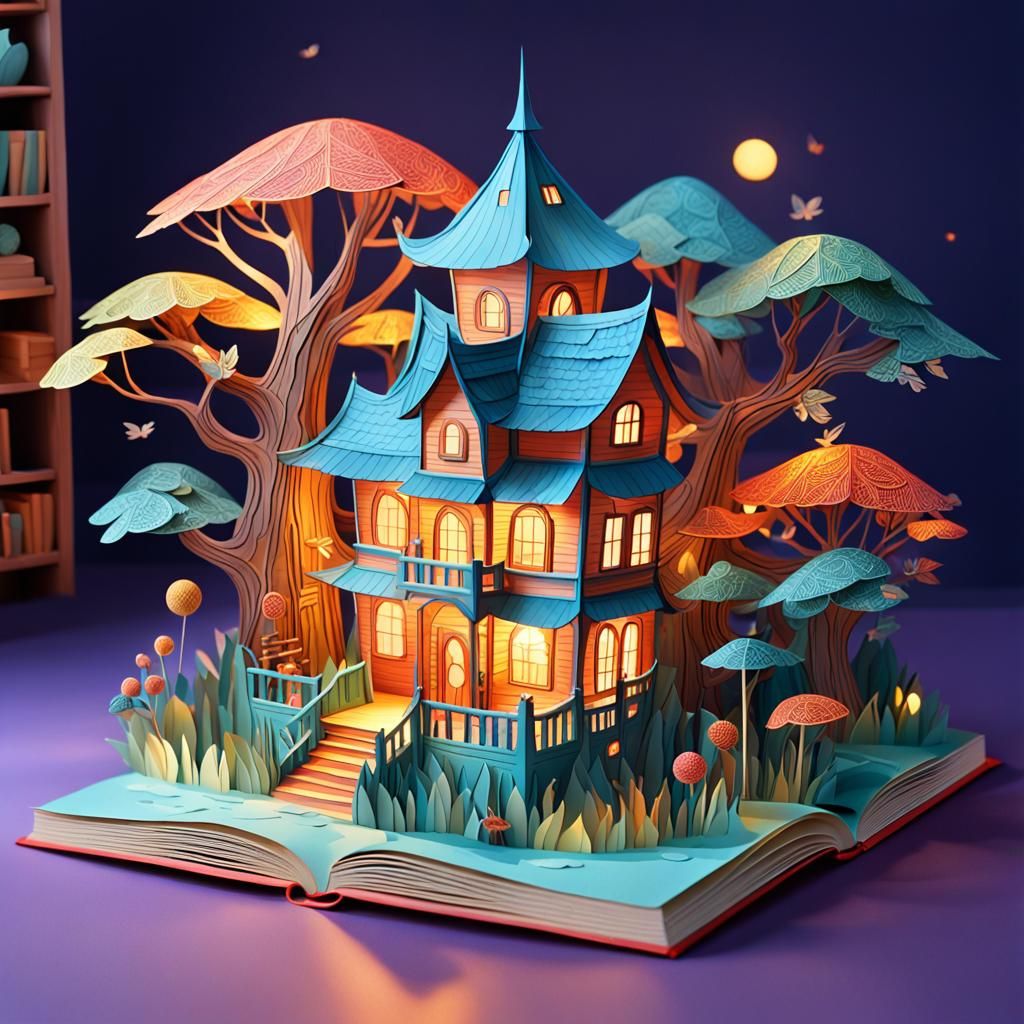 3D pop-up book illustration