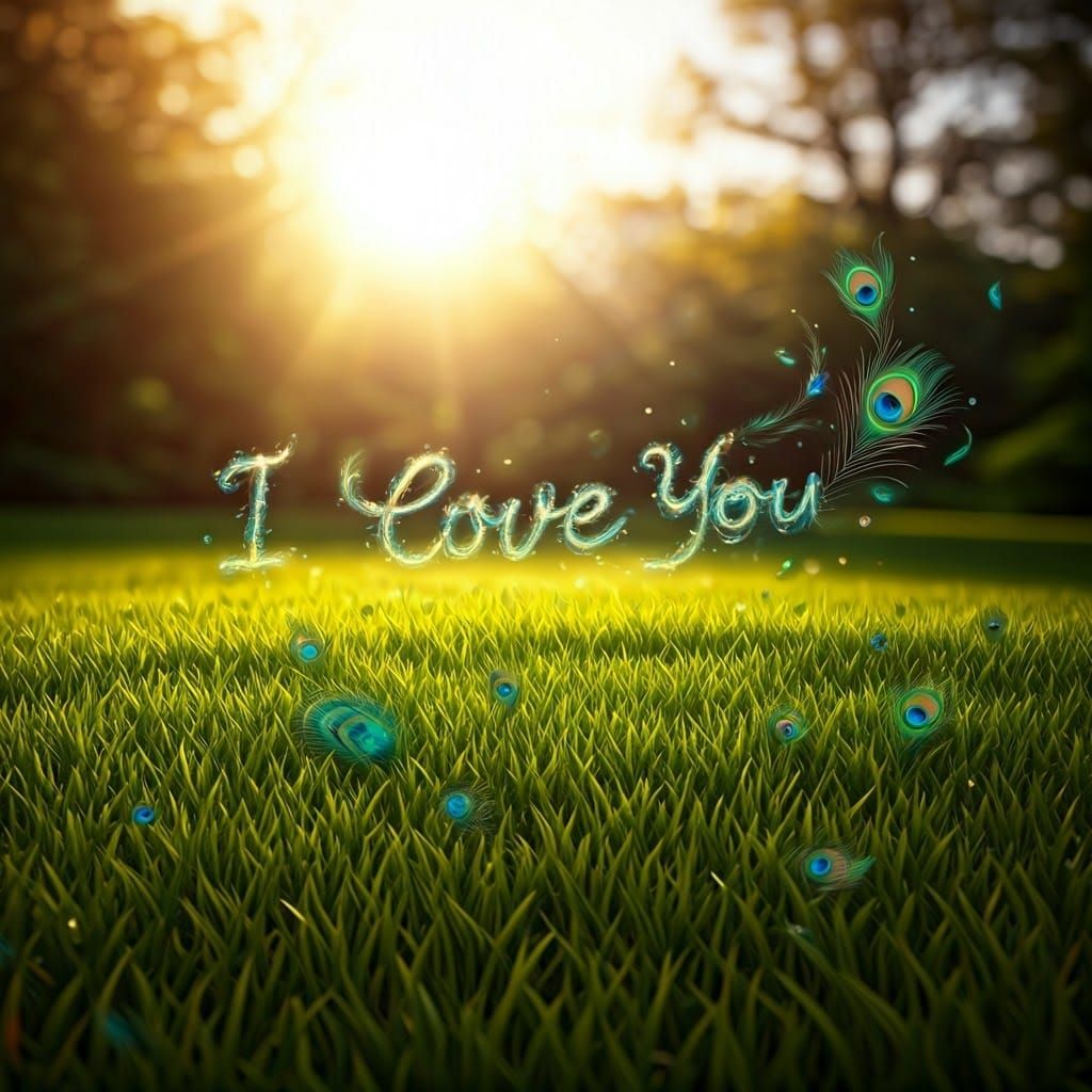 Garden at Dusk: Feathered 'I Love You' Message
