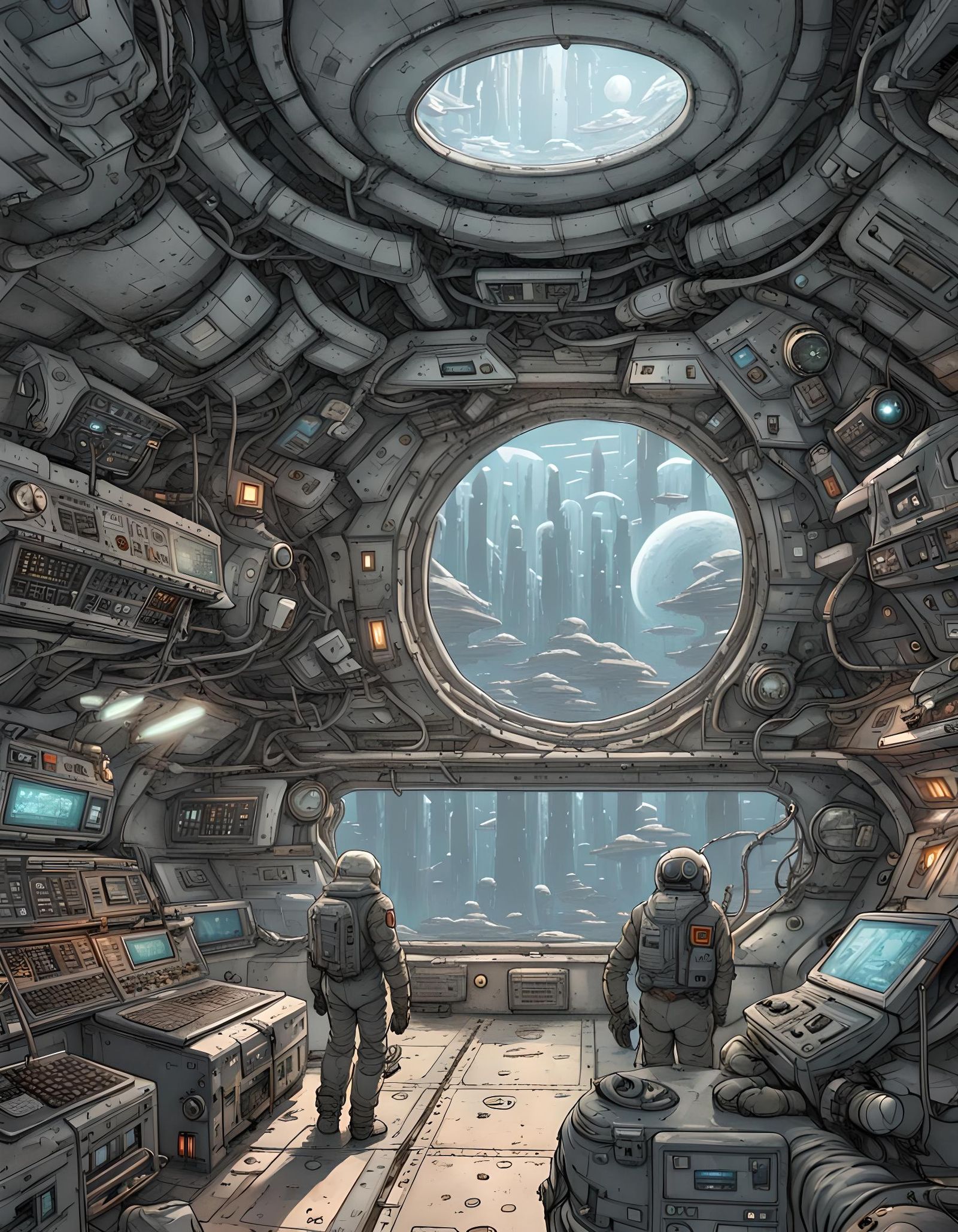 Druuna on Abandoned Space Station, Comic Illustration