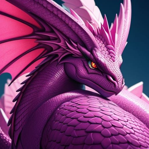 Cute Pink Dragon in Cartoon Style