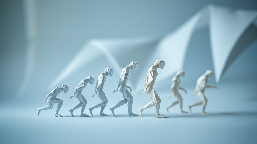 Origami Evolution of Mankind Papercraft