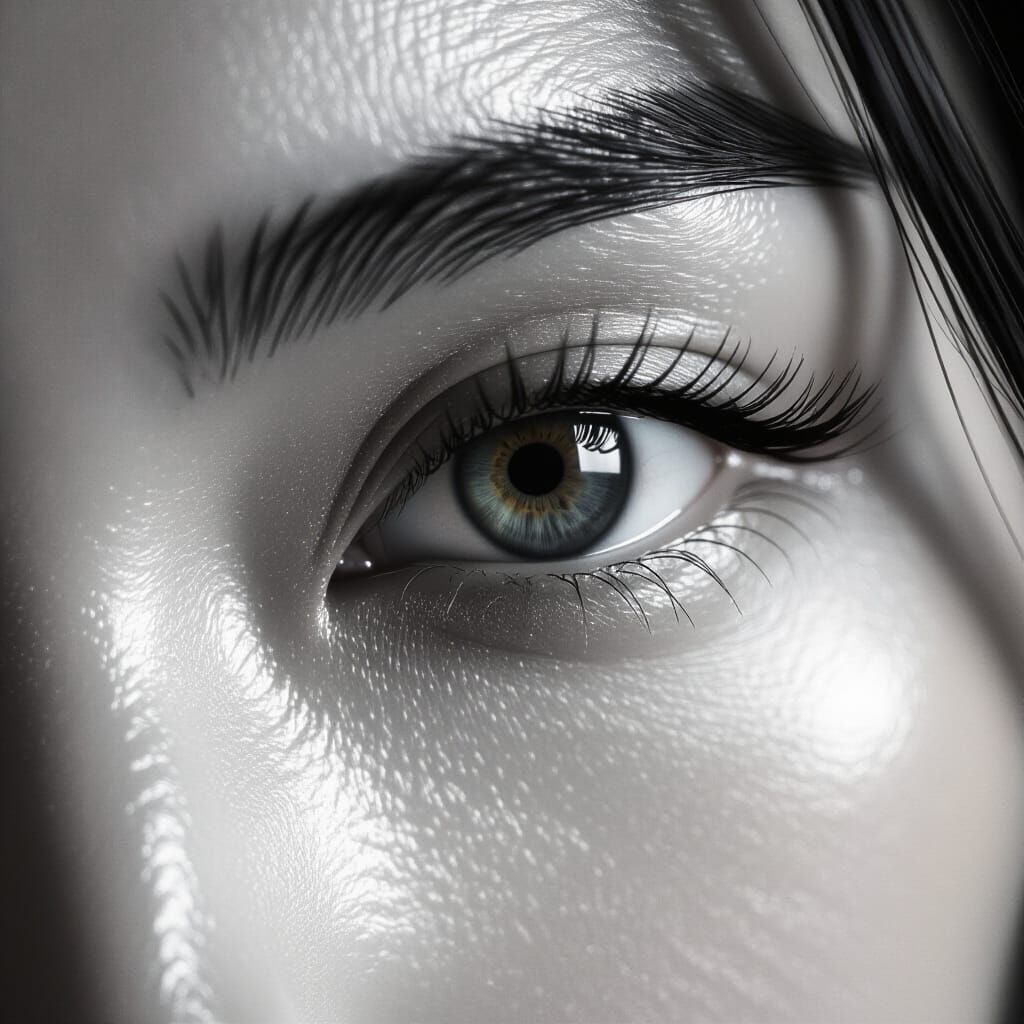 Close-Up Macro Portrait of a Young Asian Woman's Eye