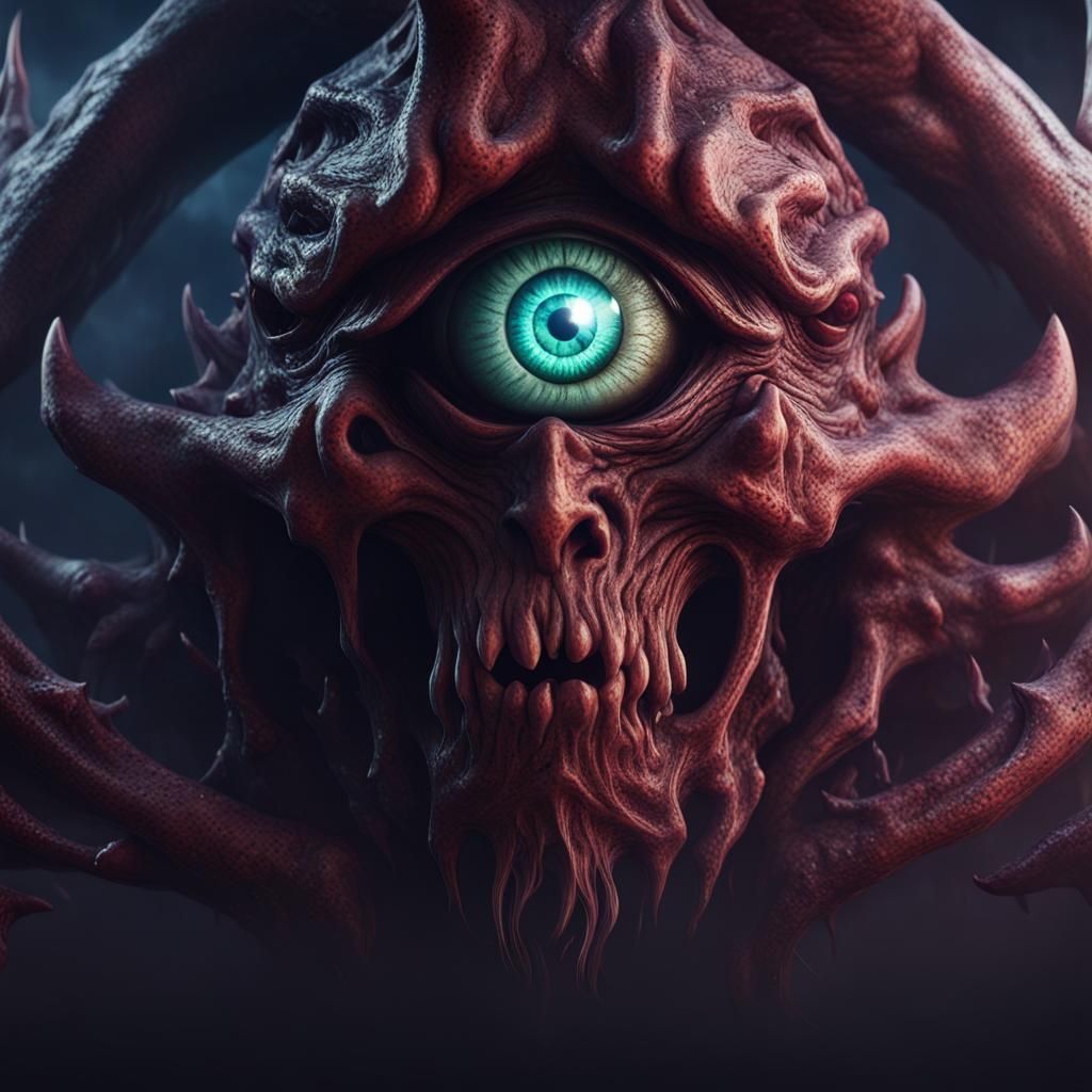 Horror Demon Third Eye Gaming Banner in 3D