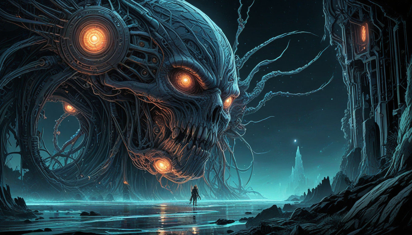 Biomechanical Wonders in Vibrant Digital Art