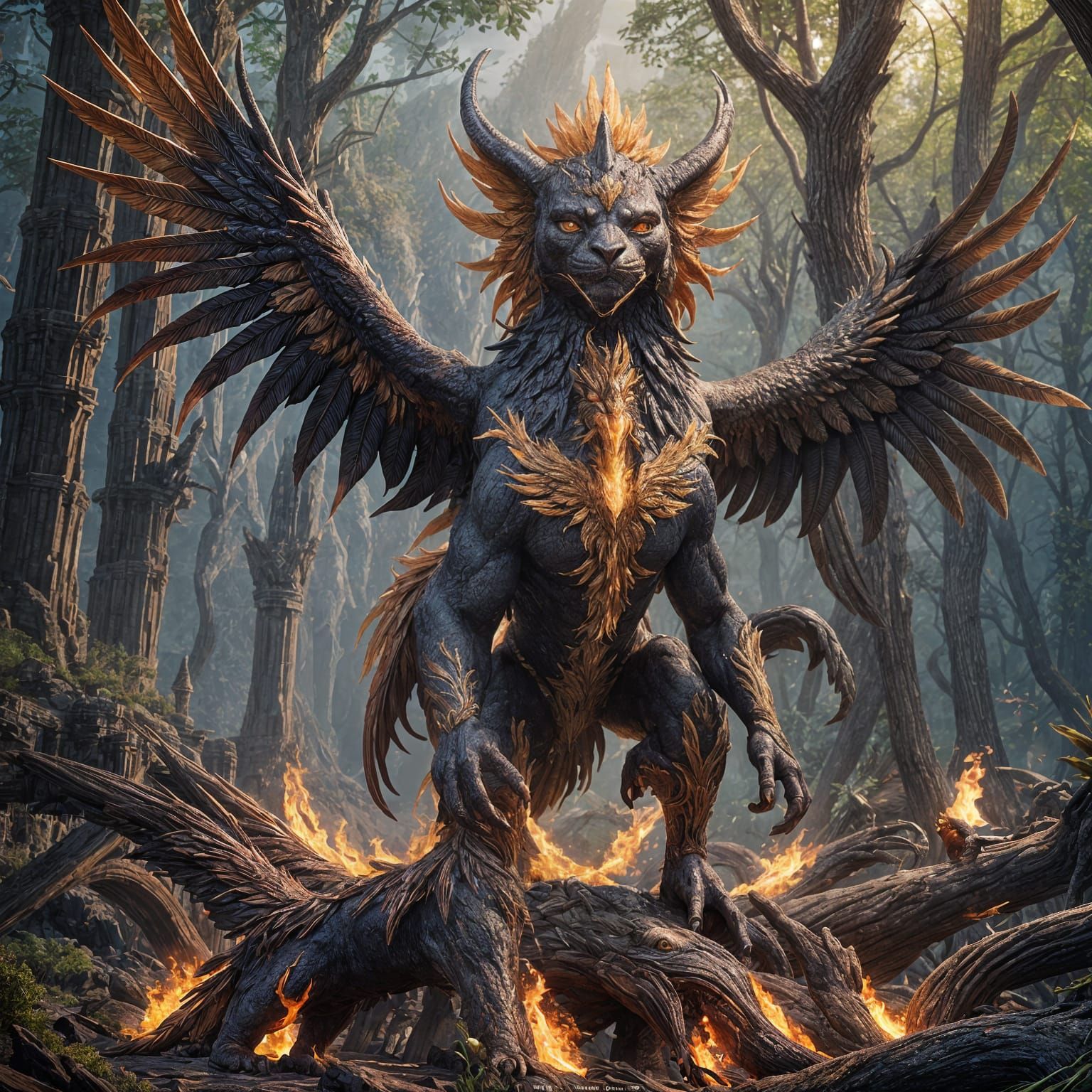Fantastical Mutant Phoenix Sphinx Troll Concept Art