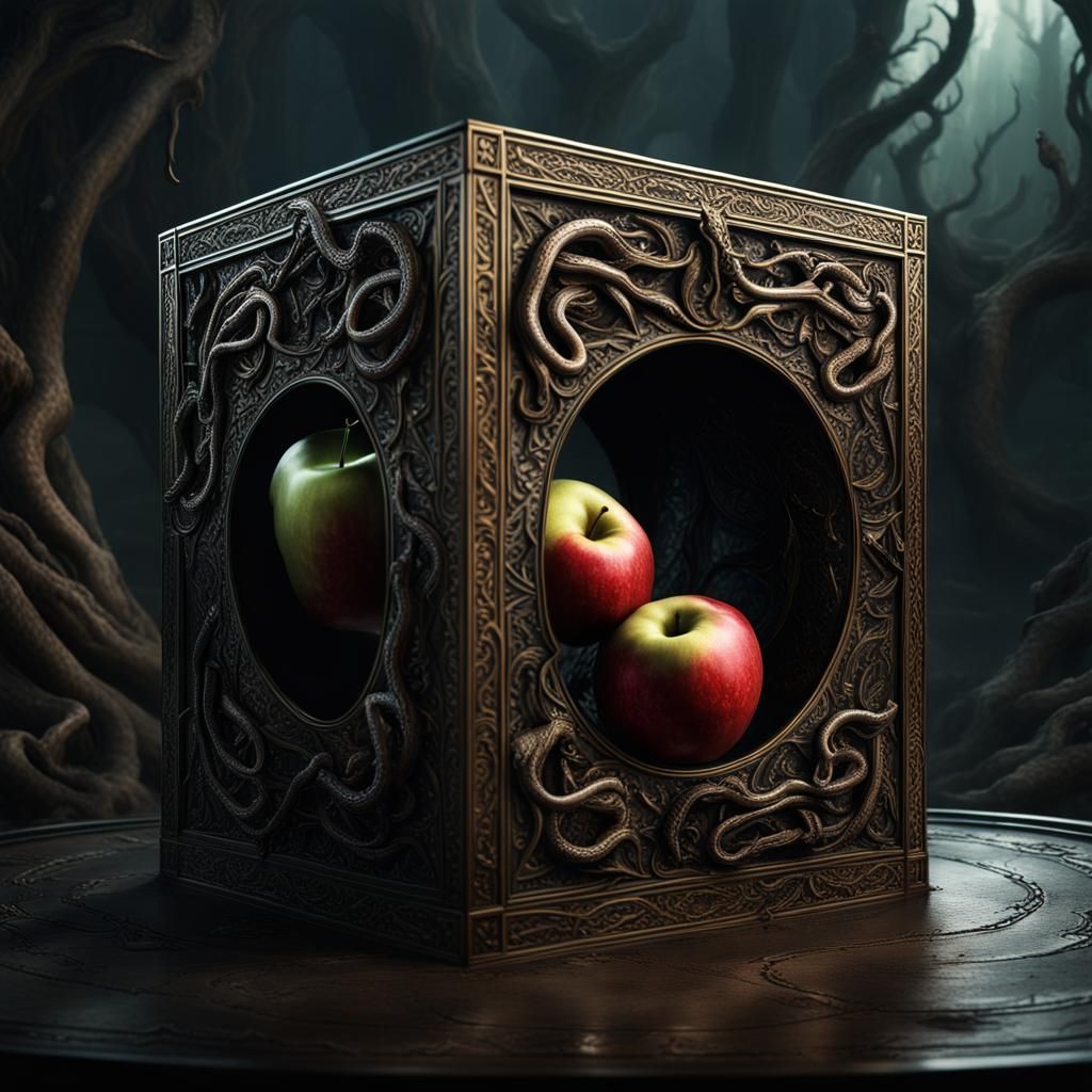 Adam and Eve Sin Cube in Black Brass