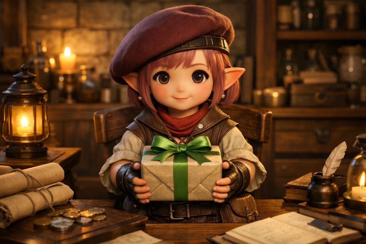 Endearing Dwarf Advisor Tataru Taru with Gift