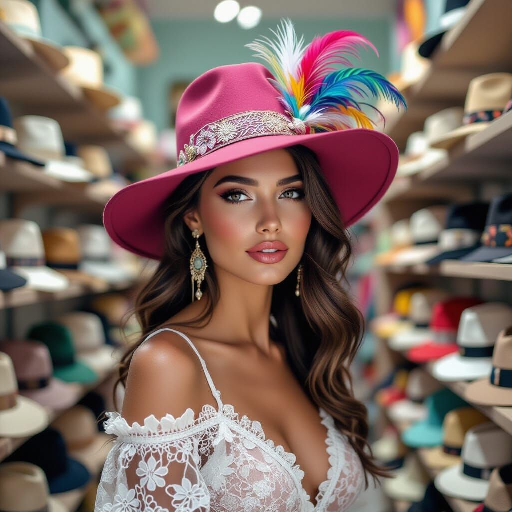 Woman in Fedora Hat in d'Errico Style