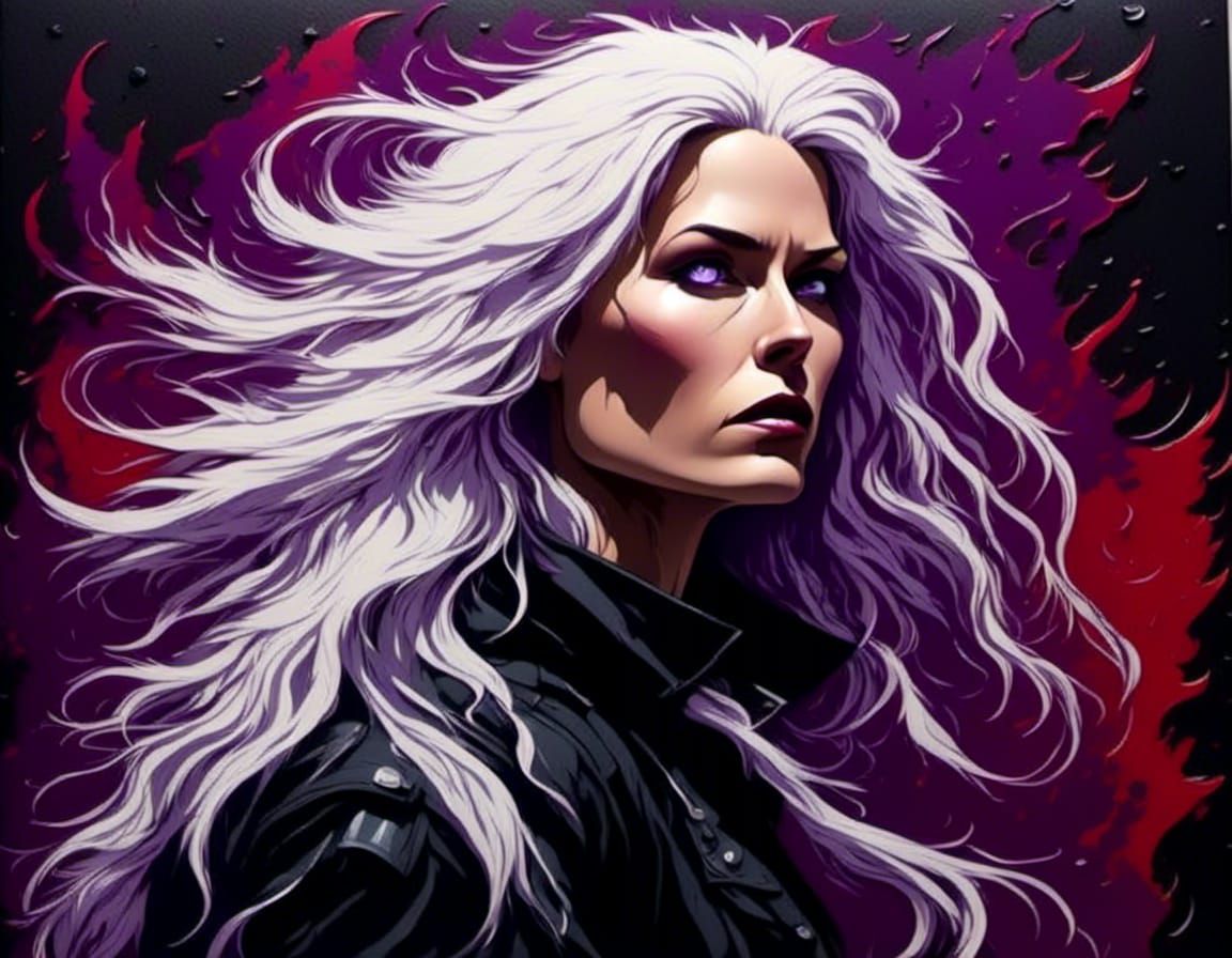 Woman Battles Monsters in Graffiti Art Style
