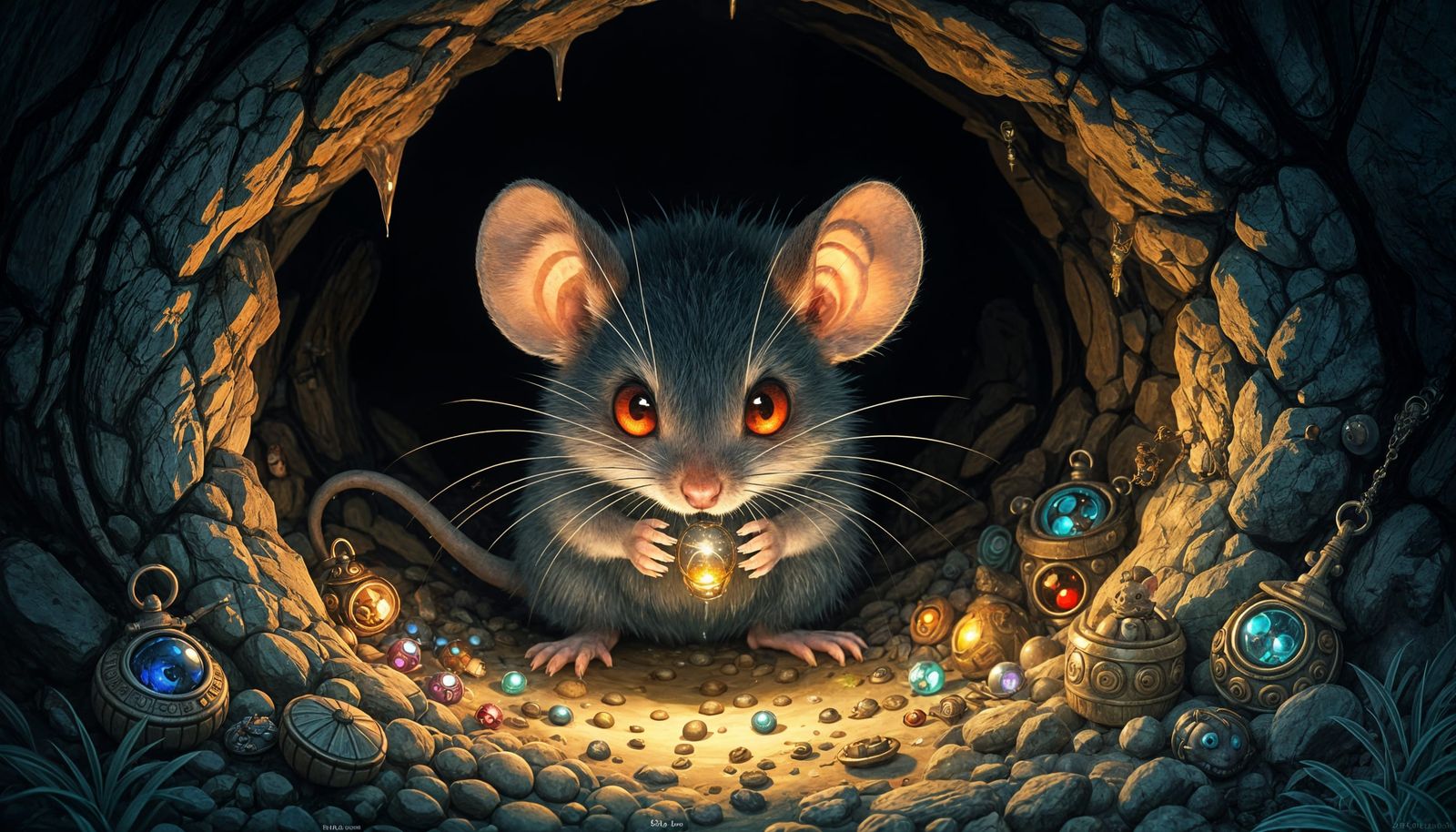 Tiny Evil Mouse Lair in Whimsical Fantasy Style