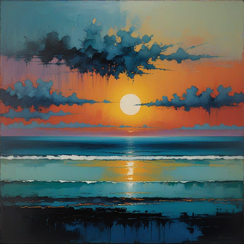 Vibrant Abstract Pacific Coast Landscapes in Modern Minimali...