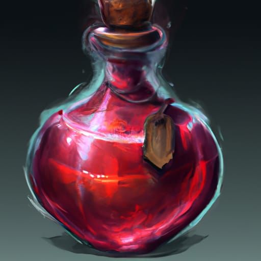 Magical Red Potion Vial, Fantasy Concept Art