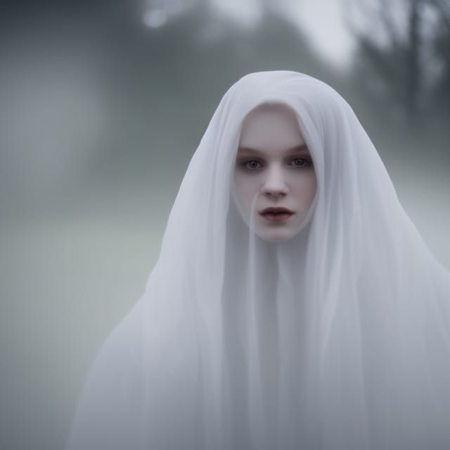 Ethereal Ghost Portrait in Transylvanian Landscape