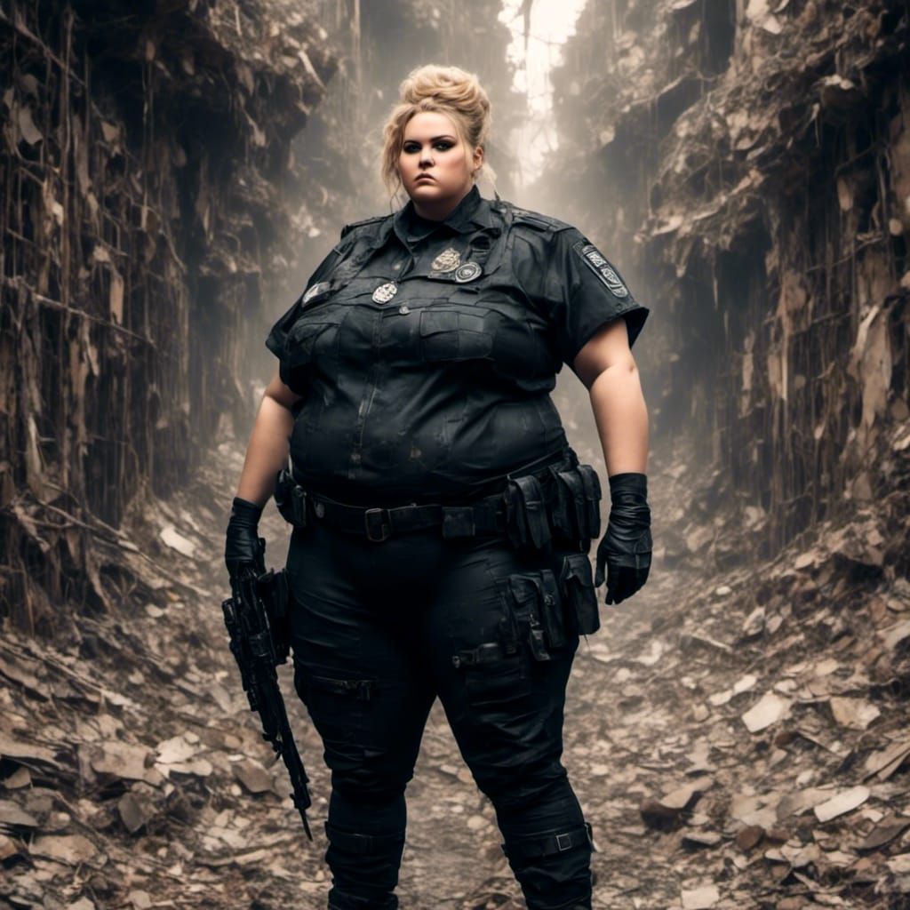 Photorealistic Close Up of a Curvy Prison Guard