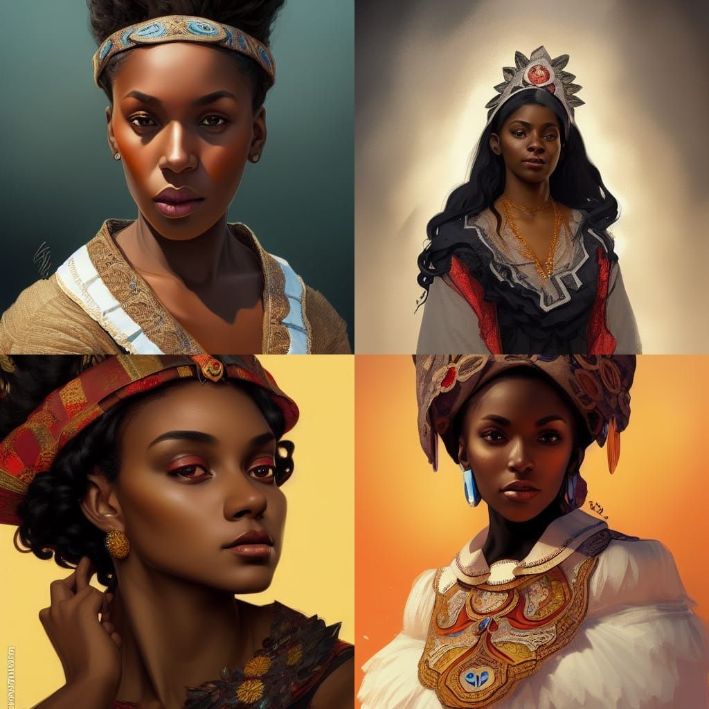 Black Woman in Croatian Costume: Hyperdetailed Portrait